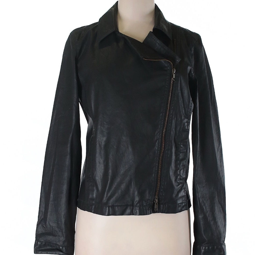 Black Vegan Leather Moto Jacket